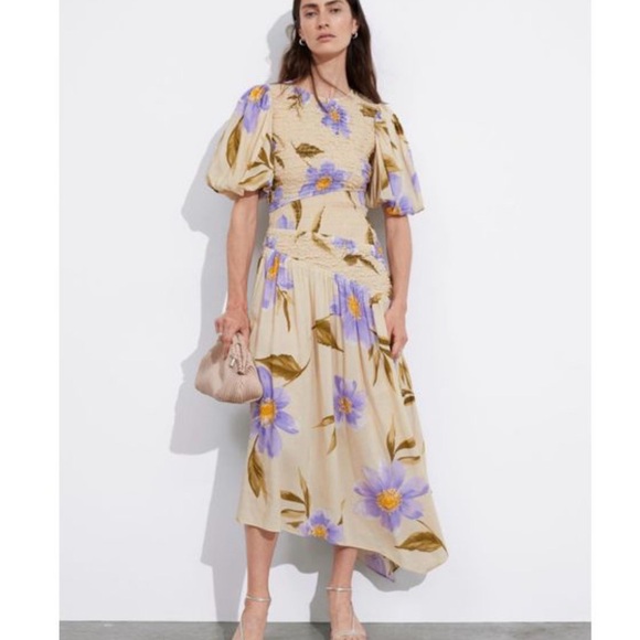 & Other Stories Dresses & Skirts - & Other Stories linen blend asymmetric hem midi dress size 8